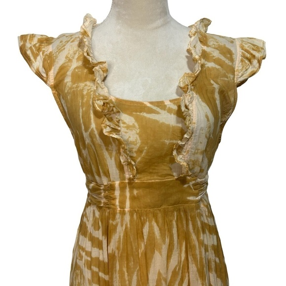 Amanda Bond Emma Dress Gold Leaf Hand Dyed One of a Kind Maxi Dress M/L - Picture 2 of 12